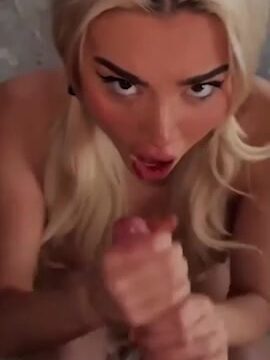 Kristen Hancher slobby blowjob till Cum video